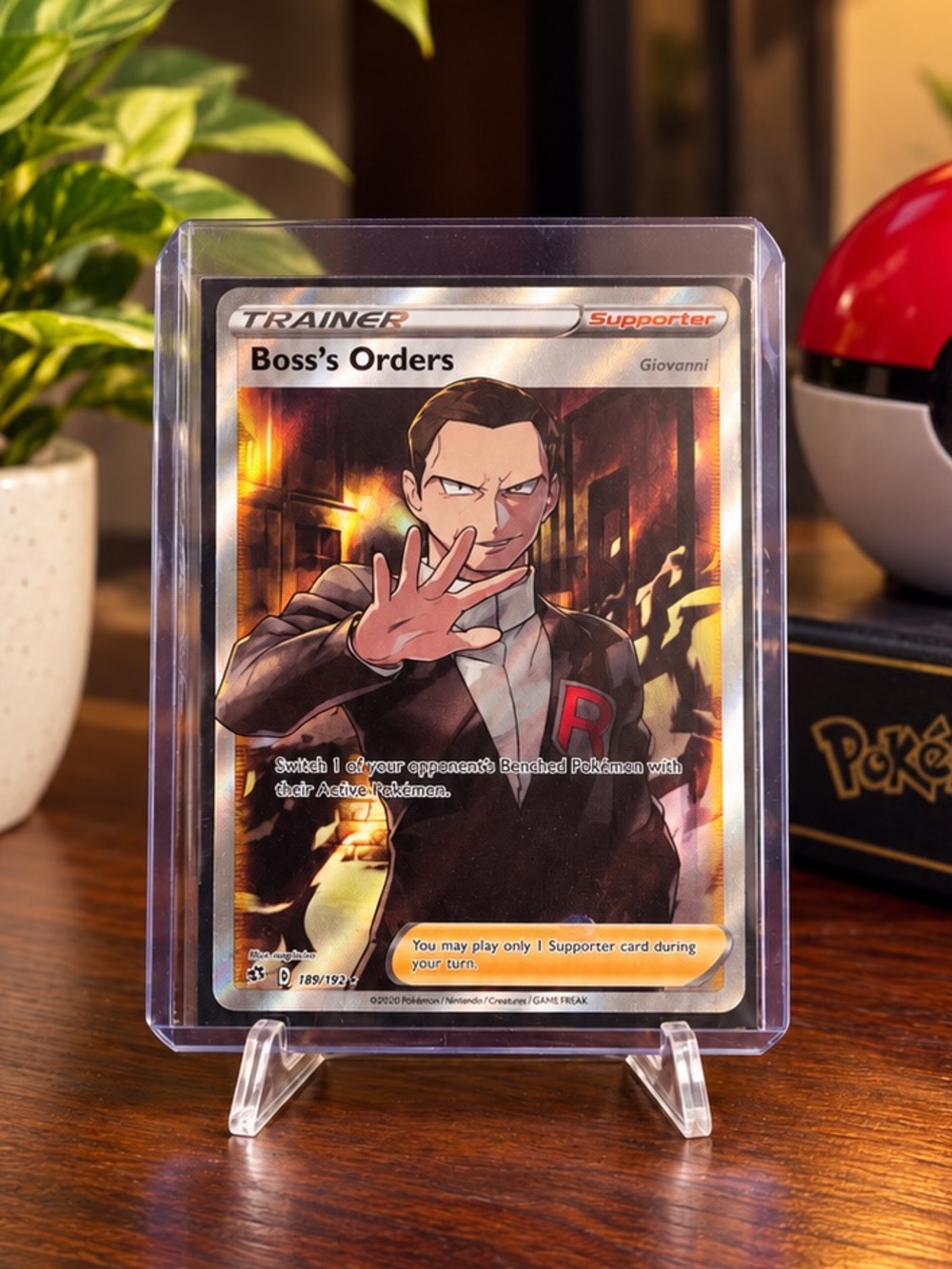 Pokémon Boss’s Orders Giovanni 189/192 Full Art Holo Rebel Clash NM